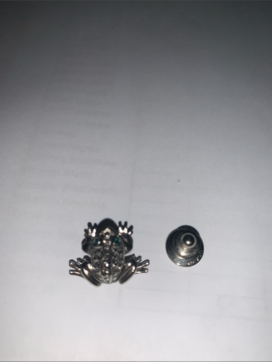 Avon Jewelry - Avon Silver-Tone Frog Brooch with Green Eyes